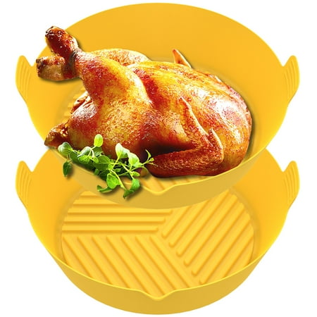 

Toorise 2Pcs Air Fryer Silicone Pot Multifunctional Air Fryer Silicone Basket Reusable Fruit Vegetable Basket Easy to Clean Heat Resistant Baking Panfor Air Fryer Oven Microwav-7.87inch