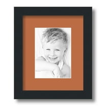 ArtToFrames 9x11" Matted Picture Frame with 5x7" Single Mat Photo Opening Framed in 1.25" Satin Black and 2" Red Orange Mat (FWM-3926-9x11)