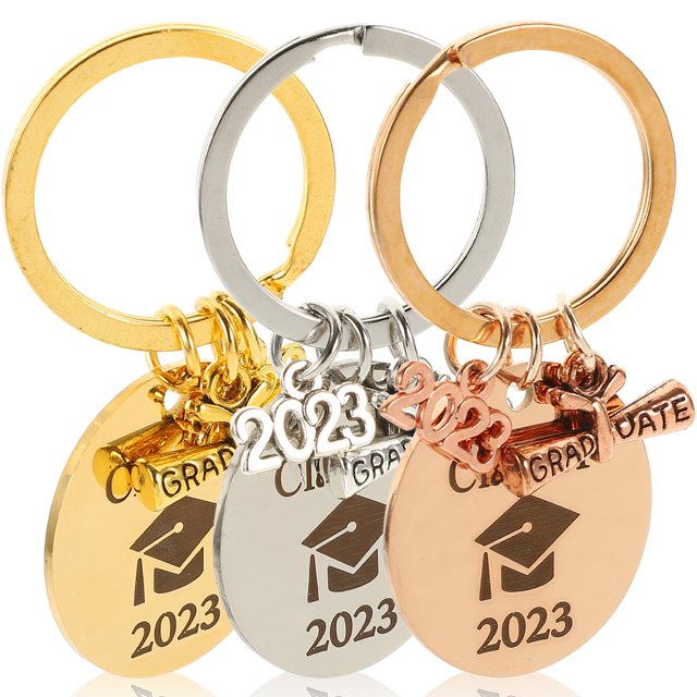 3 llaveros con temática de graduación 2023, bolsa de regalo, decoración colgante.