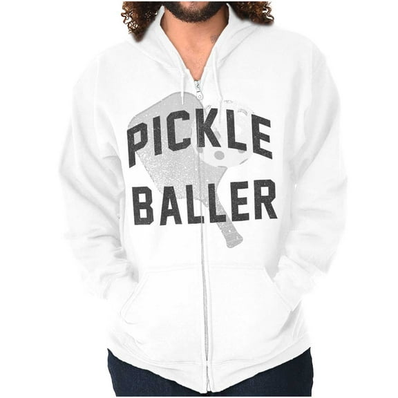 Cute Cool Pickle Baller Sports Fan Zip Up Hoodie Men's Women's Brisco Brands S