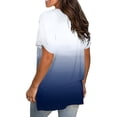 thumbnail image 5 of Summer Savings Clearance 2024! TAGOLD Summer Short Sleeve Tops for Womens Women's Fashion Gradient Printed Blouse V-neck Short Sleeve Loose T-shirt Tops Navy S, 5 of 6
