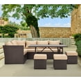thumbnail image 4 of Danrelax 7-Piece Patio Conversation Set, PE Rattan Wicker Furniture, Steel Frame, Brown, 4 of 9