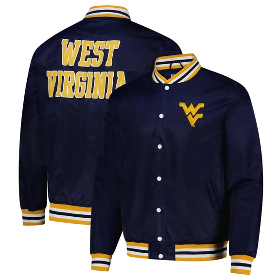 Unisex-Charlie Hustle  Navy West Virginia Mountaineers Full-Snap Varsity Jacket