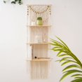 thumbnail image 2 of Estantes flotantes de pared de macramé de 3 niveles para dormitorio, baño, guardería, estantes de decoración de pared boho para macetas, 2 of 5