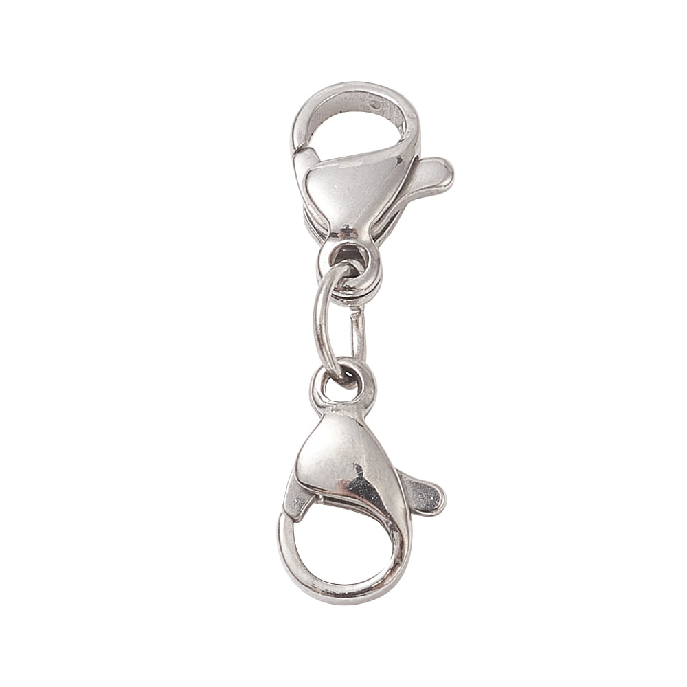 200pcs Non-Tarnish 304 Stainless Steel Double Lobster Claw Clasps 201 Stainless Steel Jump Ring Stainless Steel color 22mm