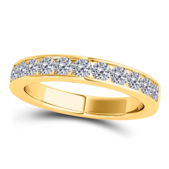 Mauli Jewels Rings for Women 1 Carat Engagement Diamond Wedding Band Channel-Setting 14K Solid Yellow Gold