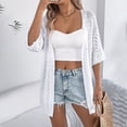 thumbnail image 7 of Lmueinov Womens Summer Cardigan Sweaters Boho Short Sleeve Knitted Open Front Lightweight Beach Cover Up Mid Length Elbow Sleeve Loose Fit Vacation Top, 7 of 7