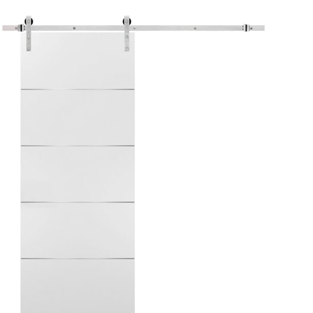 Barn Sliding White Door 30x80 with Stainless Steel Hardware | Planum ...