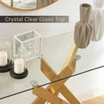 thumbnail image 4 of Modern Cross-Leg Console Table with 8mm Tempered Glass - Gold Geometric Entryway Table for Living Room & Bedroom, 45”Lx18”Wx30”H (Luxury Gold Finish), 4 of 16