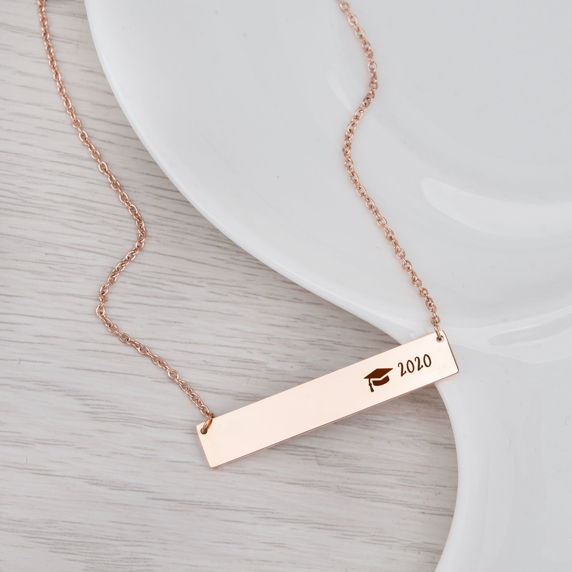 Anavia Graduation Gift for Her - 2021 College Graduation Gifts for Friend - Stainless Steel Bar Necklace - New Beginnings Graduation Gift for Daughter