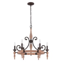 Craftmade Glenwood 6 Light Chandelier in Aged Bronze/Distressed Oak - 38126-JBZDO