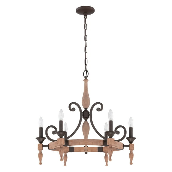 Craftmade Glenwood 6 Light Chandelier in Aged Bronze/Distressed Oak - 38126-JBZDO