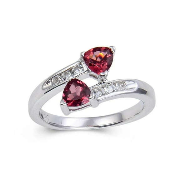 Garnet Dual Stone Trillon Ring