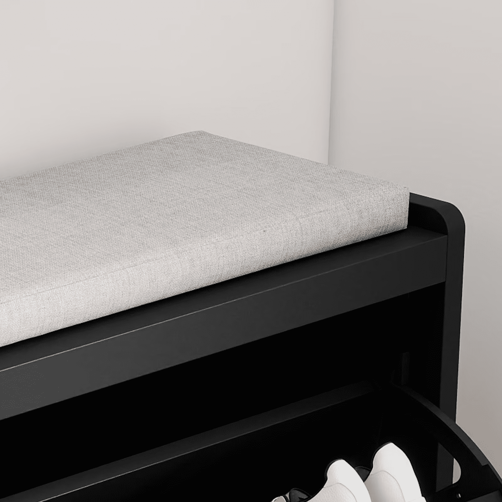 Modern Shoe Bench with Storage, Entryway Bench with 2 Flip Drawers & Padded Cushion Seat, Upholstered Shoe Rack Organizer for Hallway, Closet, Living Room