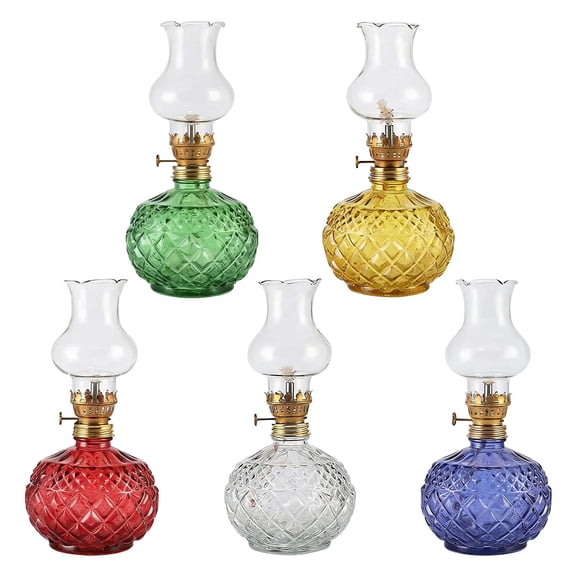 Luckky Vintage Glass Kerosene Oil Lamps,Retro Glass Clear Kerosene Lamp Lantern,Crystal Decorative Lamps for Weddings & Housewarming,Windproof,Elegant Retro Design