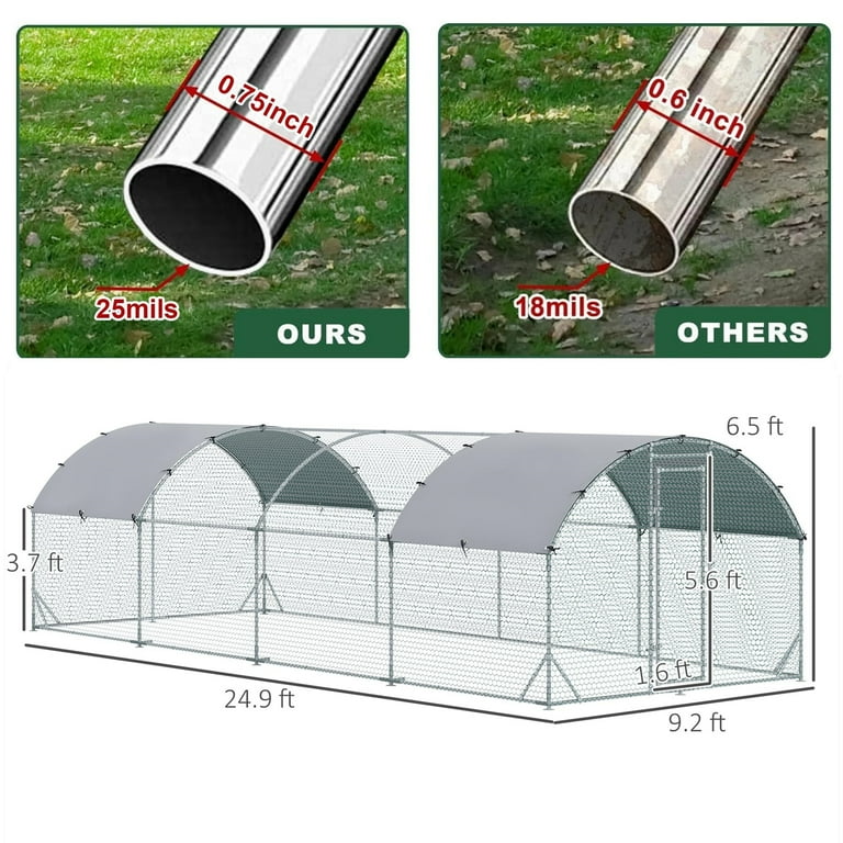 Aukfa Chicken Coop, 25 ft Large Chicken Run Cage Outdoor, Heavy