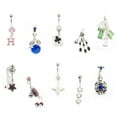 thumbnail image 1 of Belly Button Ring pack of 10 Summer Hoopla Navel Rings with unique Designs 14g, 1 of 9