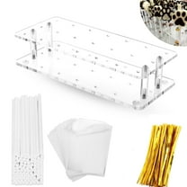 Cake Pop Stand, 21 Holes Clear Acrylic Cake Pop Kit with 300 PCS Cake Pop Sticks and Wrappers, Cake Pop Making Accessories for Weddings Birthday
