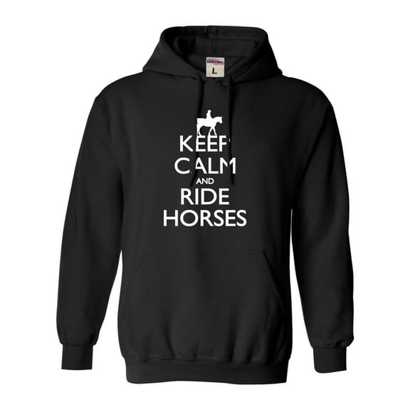 Adult Keep Calm And Ride Horses Equestrian Horse Lovers Sweatshirt Hoodie