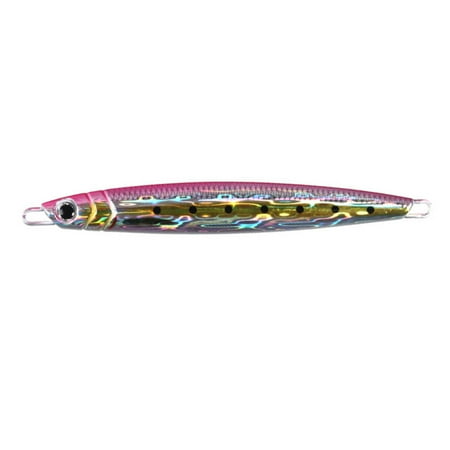 Zhuitw 3D Print Fast Sinking Metal Spoon Jigs UV Lure for Seawater (Light Pink 100g)