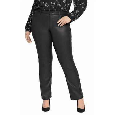 NYDJ BLACK COATED Women's Plus Size Marilyn Straight Leg Jeans, US 24W