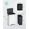 thumbnail image 4 of Trash Can, 10.5-Gallon (40L) Kitchen Garbage Can with Lid and Wide Foot Pedal, White, 4 of 9