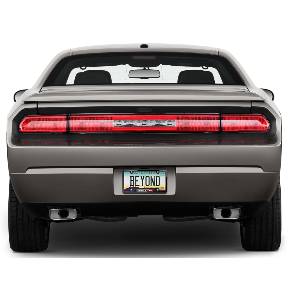 iPick Image for SRT-8 Logo Real Carbon Fiber Insert Black Stainless Steel License Plate Frame, Official Licensed