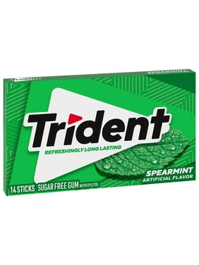 Trident Sugar Free Gum, Spearmint, Regular Size, 14 Pieces