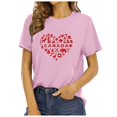 thumbnail image 1 of TSADFHJI Hauts Femmes Tendance Automne Mode Décontractée Unie Mignonne Imprimée Col Rond Manches Courtes T-Shirt Haut S, 1 of 6