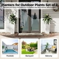 thumbnail image 3 of Modern Tall White Rattan Planters Set of 2 – 32 Inch & 24 Inch Large Flower Pots with Drainage Holes – Durable Decorative Plastic Indoor Outdoor Containers for Trees, Flowers, Porch, Patio, Garden, 3 of 7