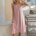 thumbnail image 6 of Elvqul Crew Neck Nightgowns for Women Sleeveless Plain Loungewear Holiday Pink Plus Size Night Dress Camisoles Nightgowns, 6 of 6