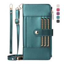 ShieldFlex Wallet Case for Samsung Galaxy A15 RFID Blocking 6-Card Holder Soft PU Leather Magnetic Snap Crossbody Shoulder Strap Zipper Pocket Phone Case Fit for Galaxy A15 5G,Green