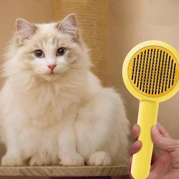 Stainless Steel Pet Comb – One-Click Hair Removal & Massage Tool for Cats & Dogs, Anti-Shedding De-Floating Comb (Durable, Easy Clean)