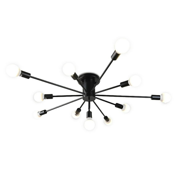Lampara de techo estilo industrial hierro forjado minimalista ilios innova  negro con blanco 10 luces