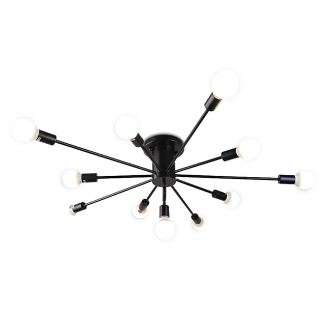 Lampara de techo estilo industrial hierro forjado minimalista ilios innova negro con blanco 10 luces