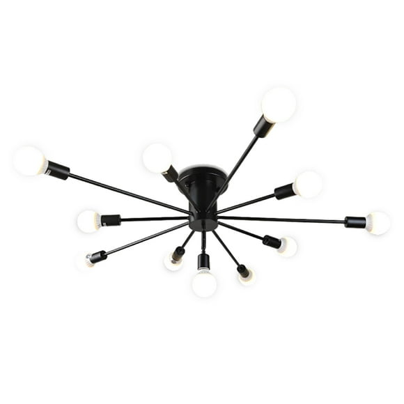 Lampara de techo estilo industrial hierro forjado minimalista ilios innova negro con blanco 10 luces