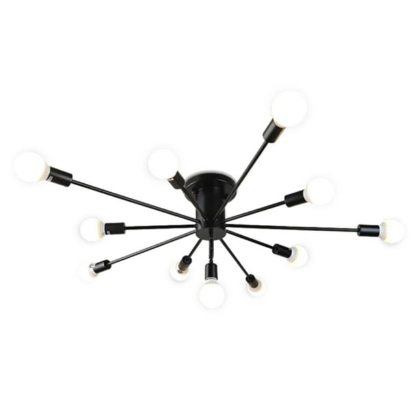 Lampara de techo estilo industrial hierro forjado minimalista ilios innova negro con blanco 10 luces