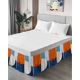 thumbnail image 4 of Blue Burnt Orange Wrap Around Bed Skirts for King Bed 18" Drop, Bed Skirt with Adjustable Elastic Belt Dust Ruffle Bed Valance for Bedroom Hotel Luxury Modern Oil Painting Geometric Bed Frame Cover, 4 of 7
