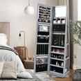 thumbnail image 4 of Costway Armoire à Bijoux Rotative à 360° 2-en-1 Verrouillable Gris Miroir, 4 of 9