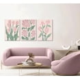 thumbnail image 4 of 3 Pcs Pink Tulips Flowers Canvas Wall Art Boho Pink and Green Abstract Floral Botanical Paintings Pictures Wall Decor Poster Print Artwork for Living Room Bedroom Home Decoration Und, 4 of 7