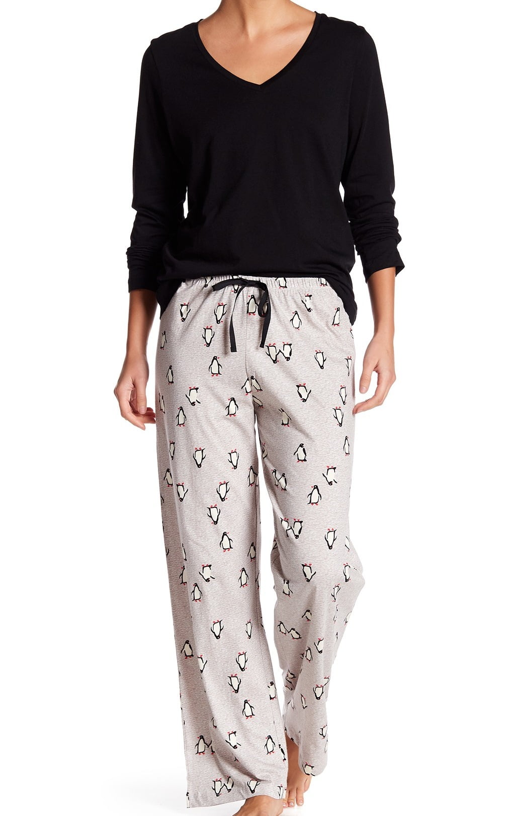 Hue NEW Gray Women's Size M PenguinPrinted Pajama Sets Sleepwear
