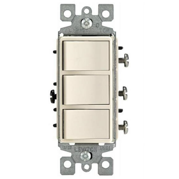 Leviton Mfg R66-01755-0TS Light Almond Decora Triple Rocker Combination Switch