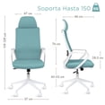 thumbnail image 2 of MAGMALIFE Silla de Oficina Fokus Ergonómica con Cabecera, Reclinación Ajustable, Malla Transpirable, Asiento de Alta Densidad, Ruedas 360° Antirrayas y Altura Regulable, Soporta 150 kg Azul, 2 of 8