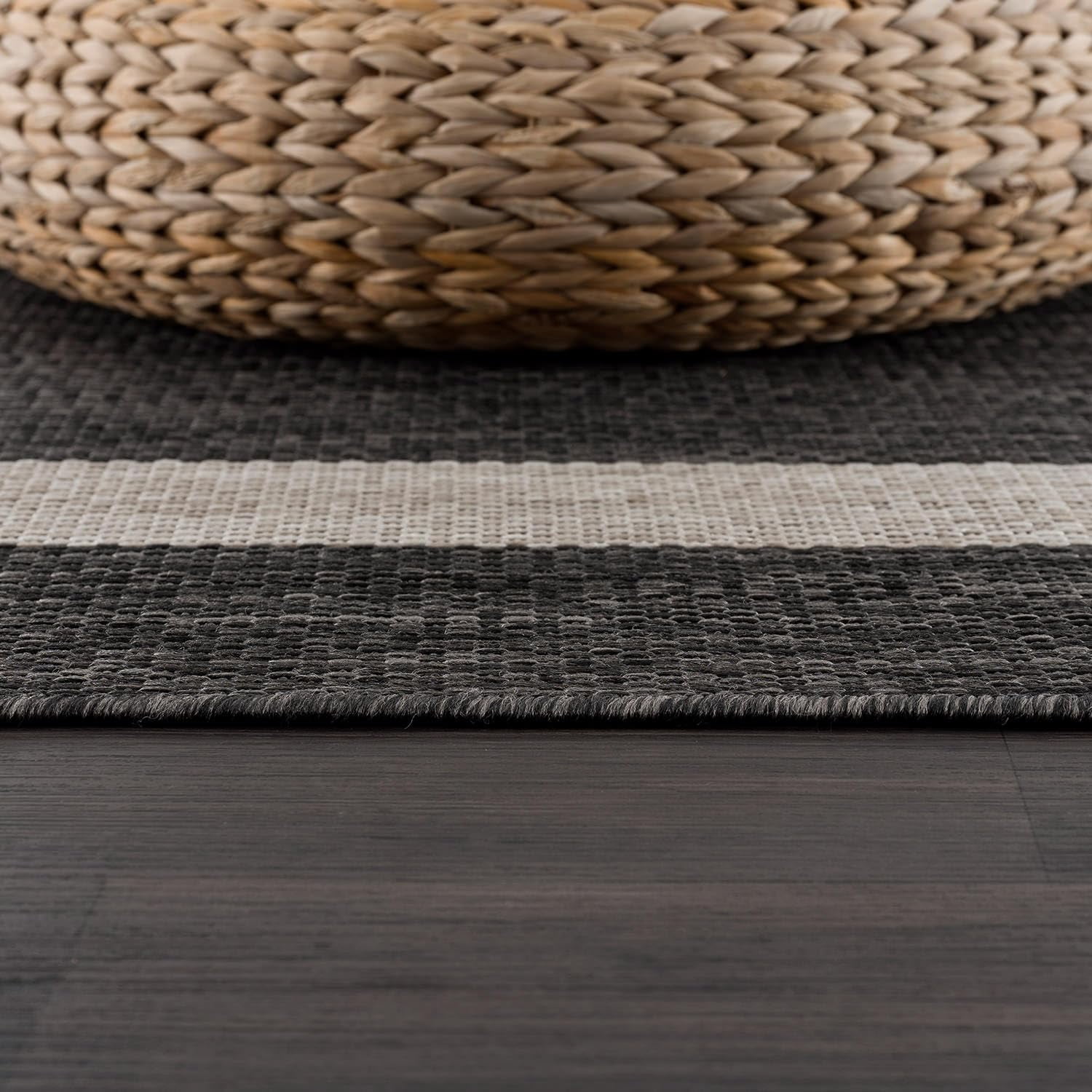 Outdoor Rug 5x7 Modern Outside Rugs For Patios Porches Waterproof Durable Washable Non-shedding  Easy-to-clean Indoor Area Carpet (5 X 7 Bordered - Dark Gray/light Gray)