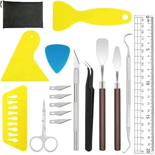 Famomatk 27pcs Craft Weeding Tools for Vinyl Kit Utility Knife Vinyl Weeding Tool Set with 12inch Paper Cutter Trimmer for Scrapbooking Silhouettes C