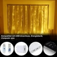 thumbnail image 4 of Encantadoras luces de cortina para dormitorio, cortina de luces de hadas de 3 m x 3 m con control remoto, cadena de luces de cortina de 300 LED, 8 modos, impermeable para exteriores, decoración, 4 of 6