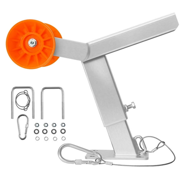 KFFKFF Adjustable Boat Trailer Winch Stand with Roller, Height Range 14.3-21.6 Inches, Winch Mount with U-Bolts for 2-3 Inches Wide and 3-4 Inches High Trailer Tongue, Suitable for Jet Skis