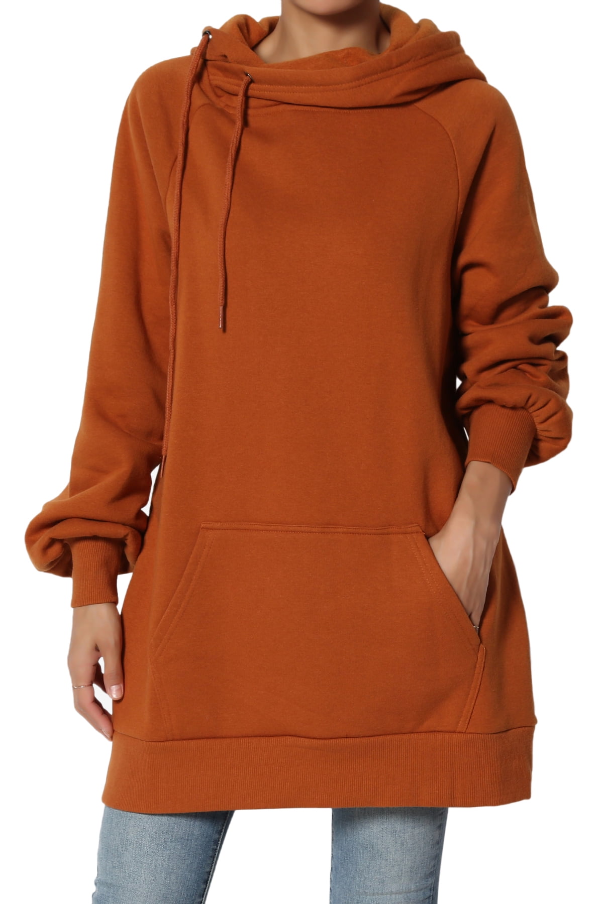 TheMogan Women's S~3X Drawstring Fleece Relaxed Hooded Pullover Tunic Sweatshirts - Walmart.com