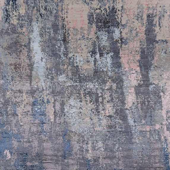 Ahgly Company Indoor Square Mid-Century Modern Dark Gray Oriental Area Rugs, 5' Square