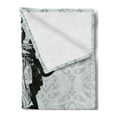 thumbnail image 2 of Retro Soft Flannel Fleece Throw Blanket, Athena on Baroque Background Greek Woman on Classic Damask Pattern, Cozy Plush for Indoor and Outdoor Use, 50" x 60", Pale Turquoise Black, by Ambesonne, 2 of 5